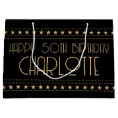 Art Deco Star Benutzerdefinierter Name Alter Schwa Große Geschenktüte (Vorderseite)