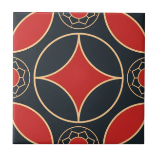 art deco   star in red  and black  fliese
