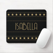 Art Deco Star Individuelle Name Black Gold Mousepad (Mit Mouse)