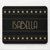 Art Deco Star Individuelle Name Black Gold Mousepad (Vorne)
