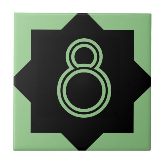 Art Deco Star Number Tile Fliese (Vorderseite)