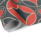 art deco stars in red and black  geschenkpapier (Rolleneckpunkt)