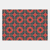 art deco stars in red and black  geschenkpapier set (Vorderseite 2)