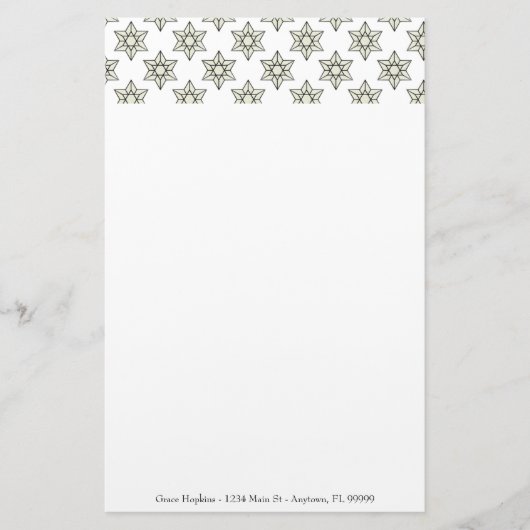 Art Deco Stars Personalisiert Stationery Briefpapier (Vorderseite)