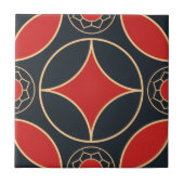 Art Deco Stern in Rot und Schwarz Fliese (Vorderseite)
