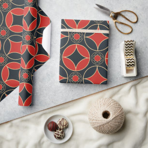 Art Deco Sterne in Rot und Schwarz  Geschenkpapier