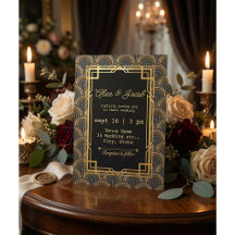 Art Deco Stickerei-Hochzeitseinladung
