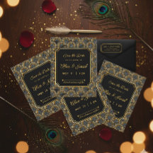 Art Deco Stickerei-Style Hochzeitseinladung zum Vo