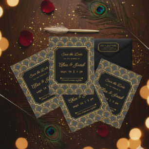 Art Deco Stickerei-Style Hochzeitseinladung zum Vo Einladung