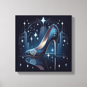 Art Deco Stil Blaue Stilettos Leinwanddruck