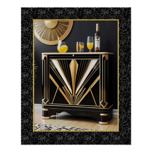 Art Deco Stil Cocktail Cabinet Poster. Poster (Vorderseite)