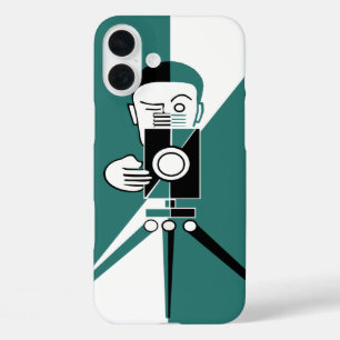 Art Deco Stil Fotograf und Kamera iPhone 16 Plus Hülle