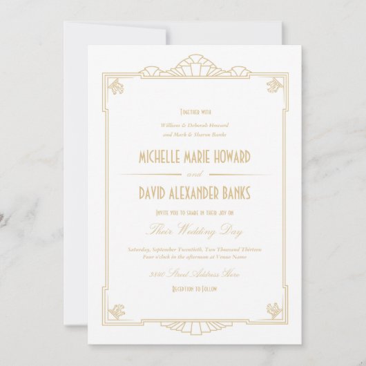 Art-Deco-Stil Hochzeit Einladung (Vorderseite)