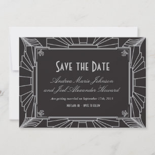 Art Deco Stil Hochzeit Vormerkung (Silber) Save The Date