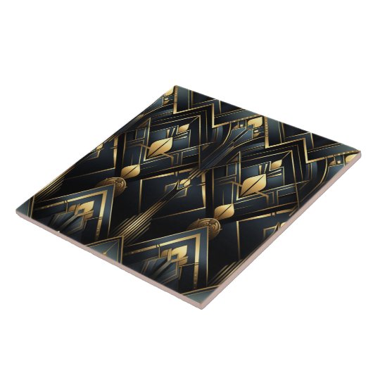Art-Déco-Stil in Schwarz und Gold Fliese (Seite)