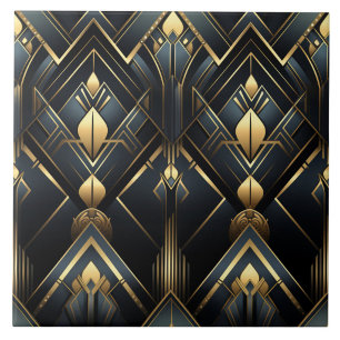 Art Deco-Stil in Schwarz und Gold, Fliese