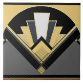 Art-Deco-Stil Lüfter (gelb) Fliese (Vorderseite)