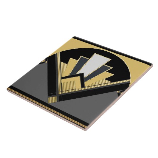 Art-Deco-Stil Lüfter (gelb) Fliese (Seite)