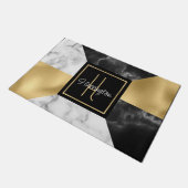 Art-Déco-Stil Marmor und Gold Mit Monogramm Fußmatte (Schrägansicht)