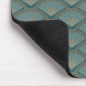 Art Deco-Stil-Muster in Blautönen Mousepad (Ecke)