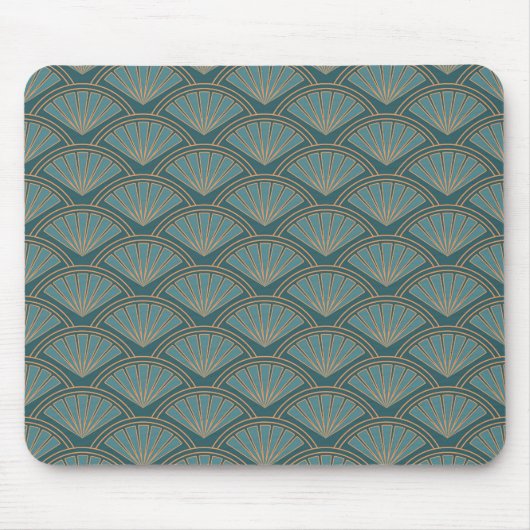 Art Deco-Stil-Muster in Blautönen Mousepad (Vorne)