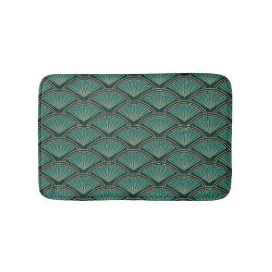 Art Deco-Stil-Muster in tealgrüner Farbe Badematte (Vorderseite)
