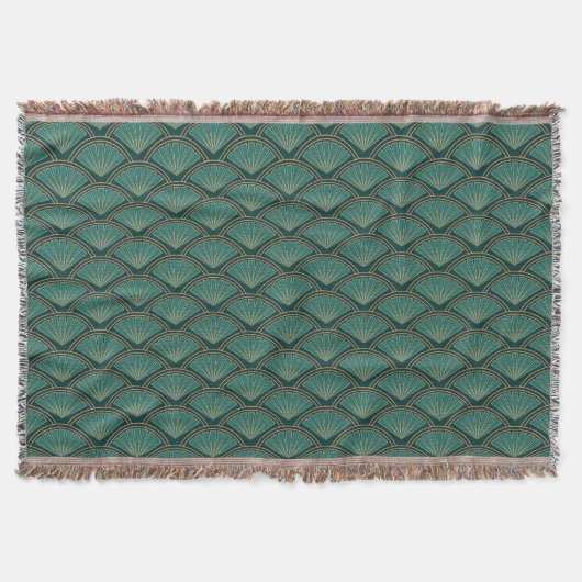 Art Deco-Stil-Muster in tealgrüner Farbe Decke (Vorderseite)