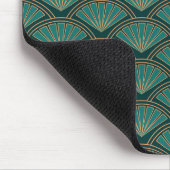 Art Deco-Stil-Muster in tealgrüner Farbe Mousepad (Ecke)