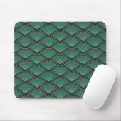 Art Deco-Stil-Muster in tealgrüner Farbe Mousepad (Mit Mouse)