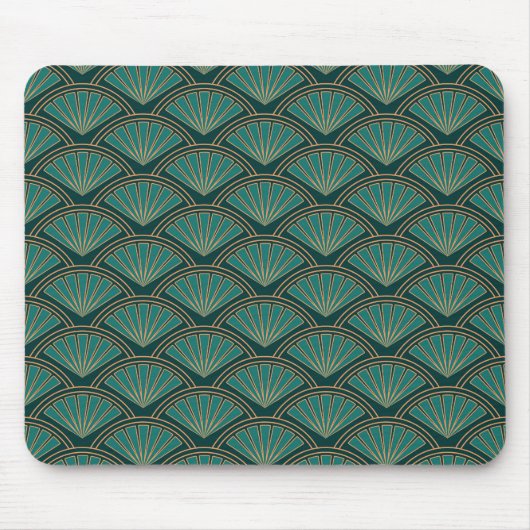 Art Deco-Stil-Muster in tealgrüner Farbe Mousepad (Vorne)