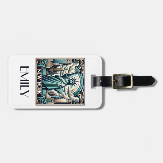 Art Deco Stil New York Illustration Gepäckanhänger (Vorderseite horizontal)