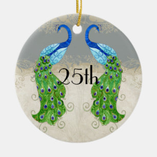 Art Deco Stil Pfau Grau Vintage Spitze Keramikornament