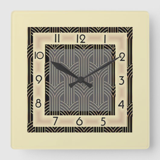 Art-Déco-Stil Quadratische Wanduhr (Vorderseite)