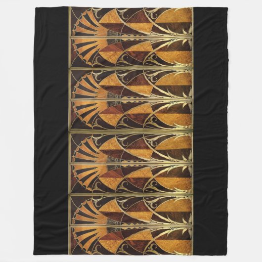 Art Deco-Stil Schwarz Gold Fleecedecke (Vorderseite)