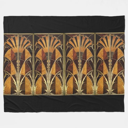 Art Deco-Stil Schwarz Gold Fleecedecke (Vorderseite (Horizontal))