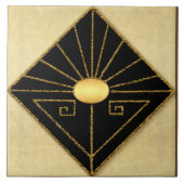 Art Deco Stil Schwarz und Gold Fliese (Vorderseite)