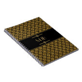 Art Deco Stil Schwarz und Gold Lüfter Muster Notizblock (Rechte Seite)
