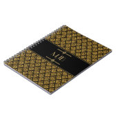 Art Deco Stil Schwarz und Gold Lüfter Muster Notizblock (Linke Seite)