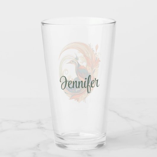 Art-Déco-Stil Vogel des Paradise Design Glas (Rückseite)