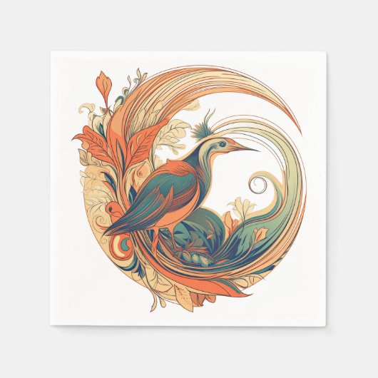 Art-Déco-Stil Vogel des Paradise Design Serviette (Vorderseite)
