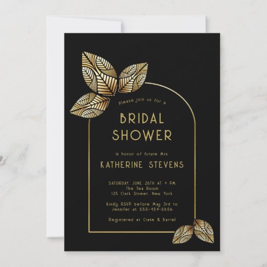 Art Deco Stilisierte Blätter Boho Frame Brautparty Einladung (Vorderseite)