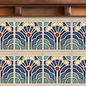 Art Deco stilisierte Sonnenstrahl-Baumkachel Fliese