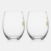 Art-Deco-Stilnamen Datum Hochzeit Weinglas Ohne Stiel (Rechts)