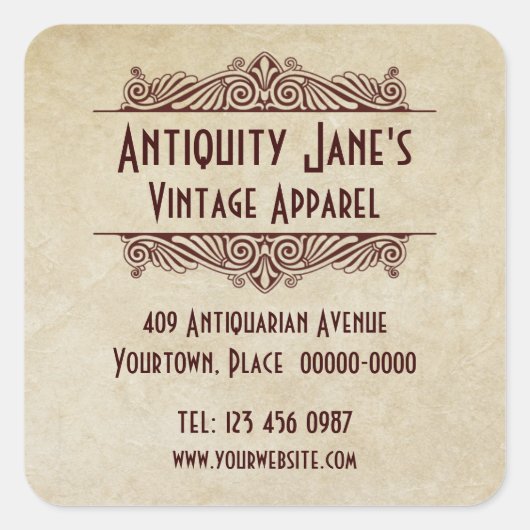 Art-Deco-Stilpapier Werbekleber Quadratischer Aufkleber (Vorderseite)