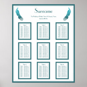 Art-Deco-Stilpfocks Hochzeitsdiagramm Poster