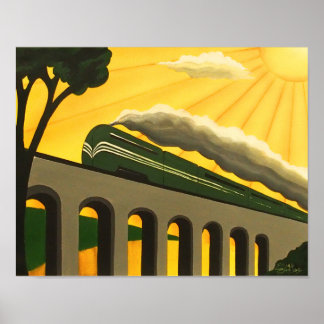 Art Deco Stilvoll Vintages inspiriertes Zugplakat Poster