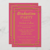 Art Deco Stilvolle Gold Border Einladung (Vorne/Hinten)