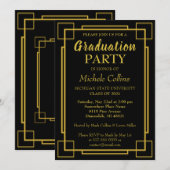 Art Deco Stilvolle Gold Border Einladung (Vorne/Hinten)