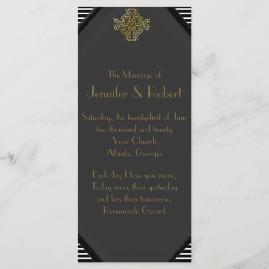 Art Deco stilvolle Hochzeitsprogramm Programm (Vorderseite)