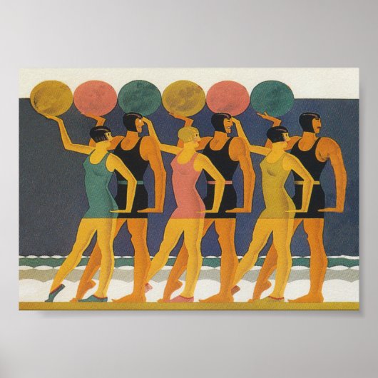 Art Deco Strand-Wandkunst Poster (Vorne)